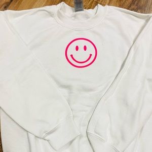 NEW Smile sweatshirt pink smiley crew neck